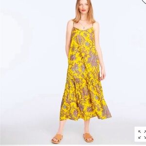 J. Crew Collection Tiered cotton poplin dress in Rattan Midi Dress